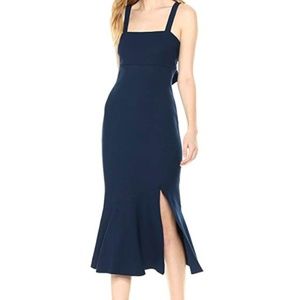 Navy formfitting midi dress with mermaid hem (NWT)
